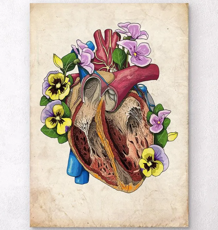 Coeur avec fleurs II - Vieux papier-Codex Anatomicus Hot