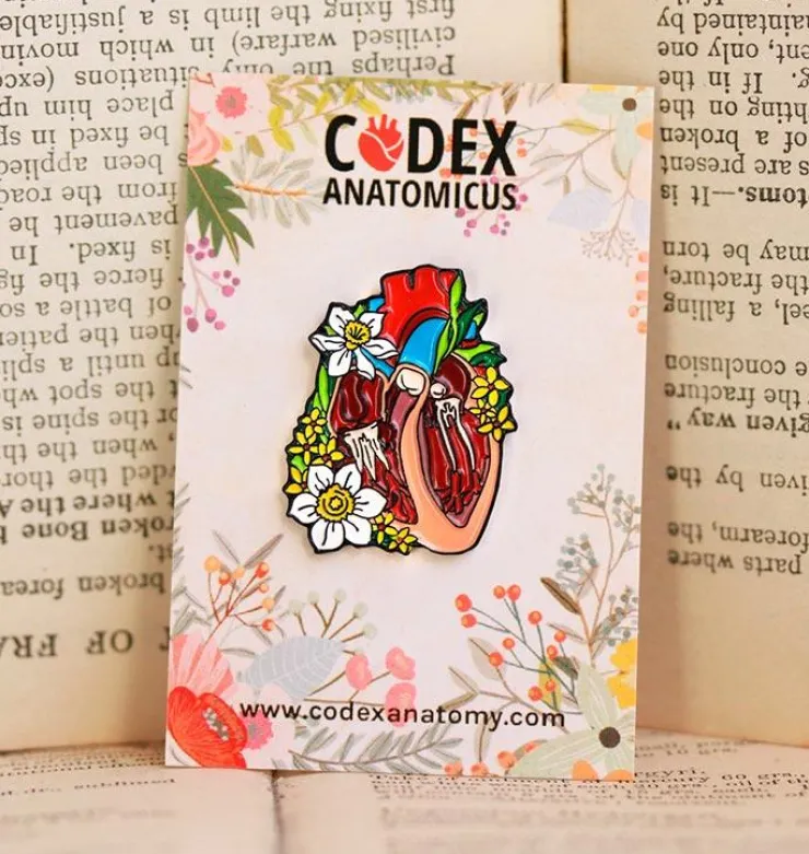 Coeur disséqué avec des fleurs - Pins-Codex Anatomicus Hot