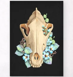 Crâne de chien - Floral - Noir-Codex Anatomicus New