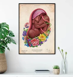 Foetus in a utérus - Floral - Blanc-Codex Anatomicus Best