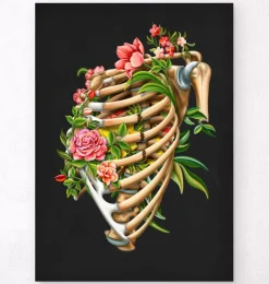 Fracture des côtes - Floral - Noir-Codex Anatomicus