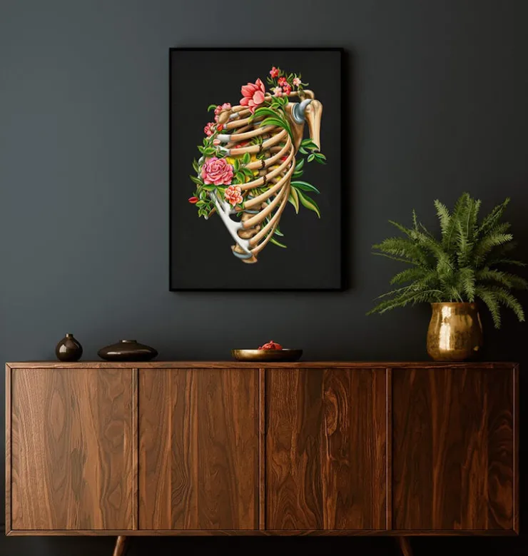 Fracture des côtes - Floral - Noir-Codex Anatomicus