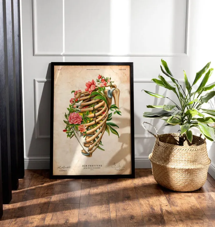 Fracture des côtes - Floral - Vintage-Codex Anatomicus Discount