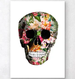 Impression d'art crâne floral - Blanc-Codex Anatomicus Best