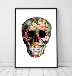 Impression d'art crâne floral - Blanc-Codex Anatomicus Best