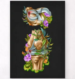 Lésion méniscale - Floral - Noir-Codex Anatomicus Outlet