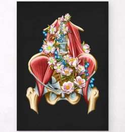 Muscles iliaque et psoas - Floral - Noir-Codex Anatomicus Outlet