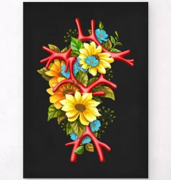 Polygone de Willis - Floral - Noir-Codex Anatomicus Clearance