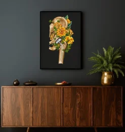 Prothèse totale de hanche - Floral - Noir-Codex Anatomicus Clearance