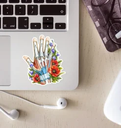 Sticker d'anatomie cardiaque - Floral-Codex Anatomicus Clearance