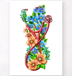 Stéthoscope avec Fleurs - Blanc-Codex Anatomicus Online