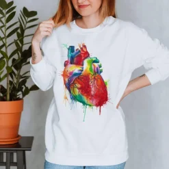 Sweat Unisexe Coeur - Aquarelle-Codex Anatomicus Hot