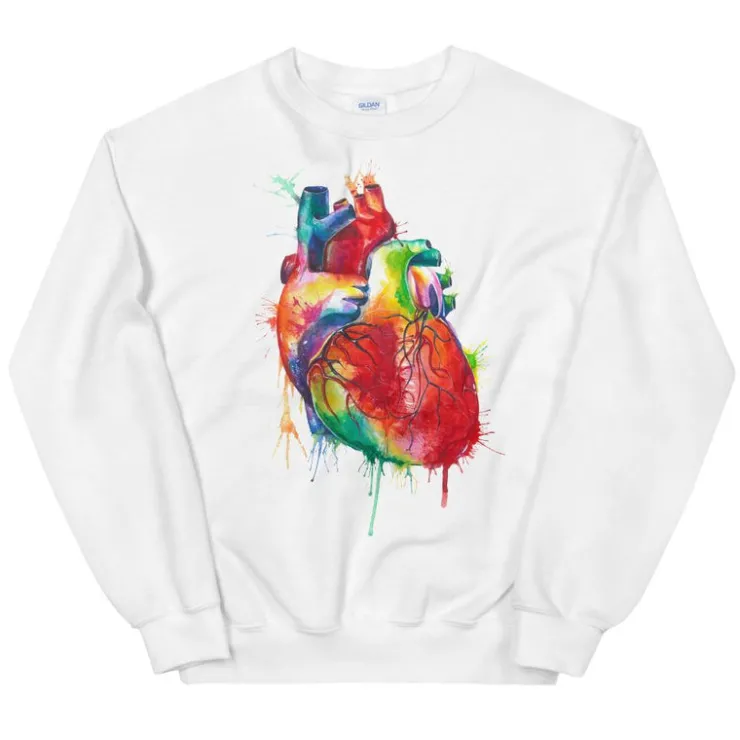 Sweat Unisexe Coeur - Aquarelle-Codex Anatomicus Hot