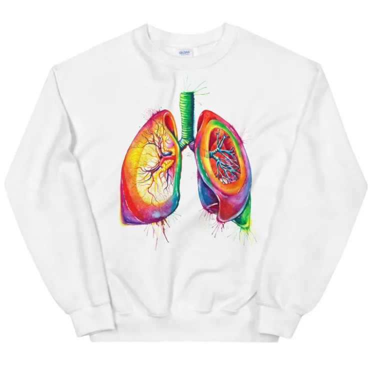Sweat Unisexe Poumons - Aquarelle-Codex Anatomicus New