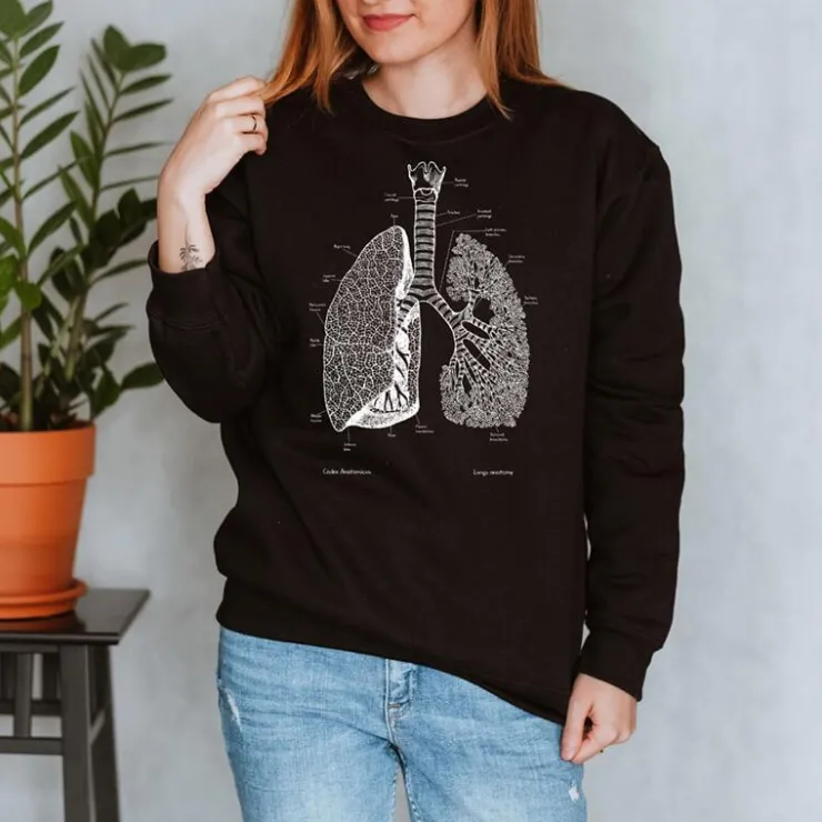 Sweat Unisexe Poumons - Chalkboard-Codex Anatomicus Discount