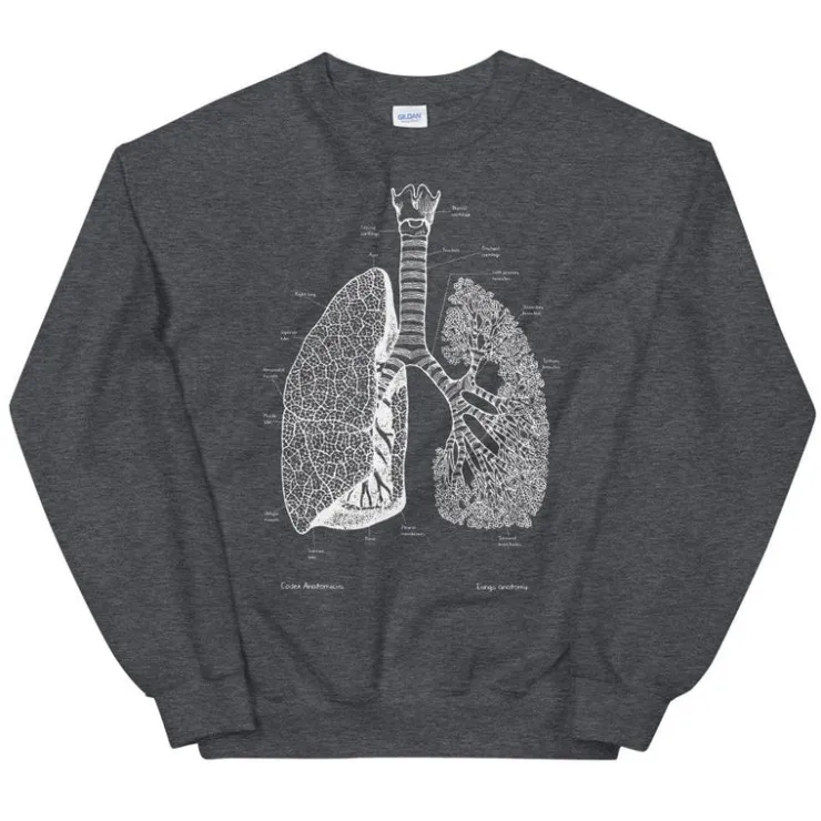 Sweat Unisexe Poumons - Chalkboard-Codex Anatomicus Discount