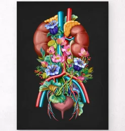Système urinaire - Floral - Noir-Codex Anatomicus Outlet