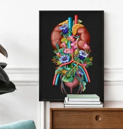 Système urinaire - Floral - Noir-Codex Anatomicus Outlet
