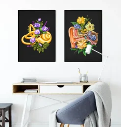 Système vestibulaire - Floral - Noir-Codex Anatomicus Clearance