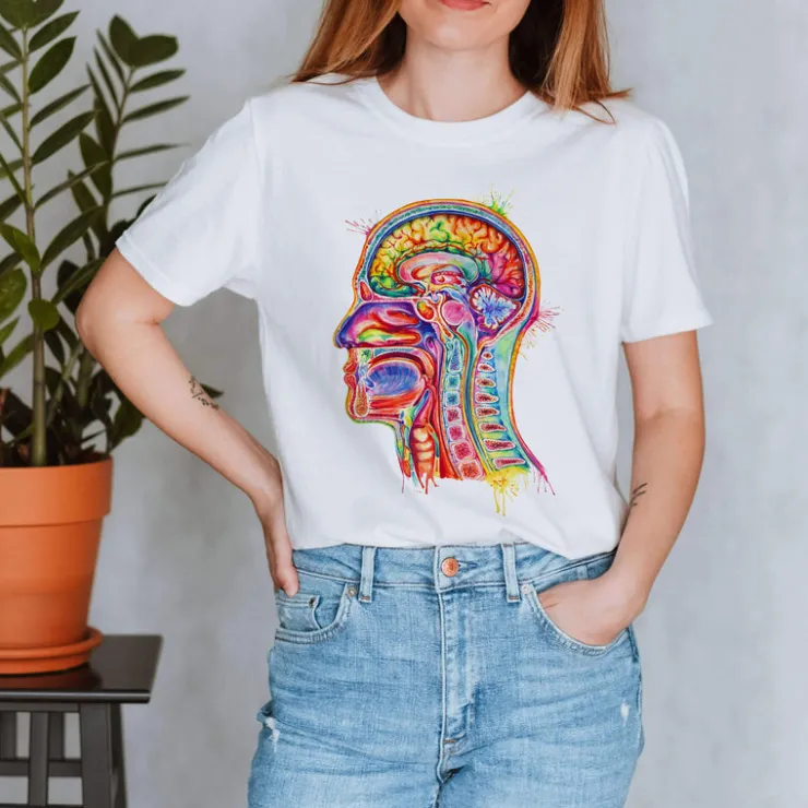T-shirt Unisexe Section de Tête - Aquarelle-Codex Anatomicus Sale