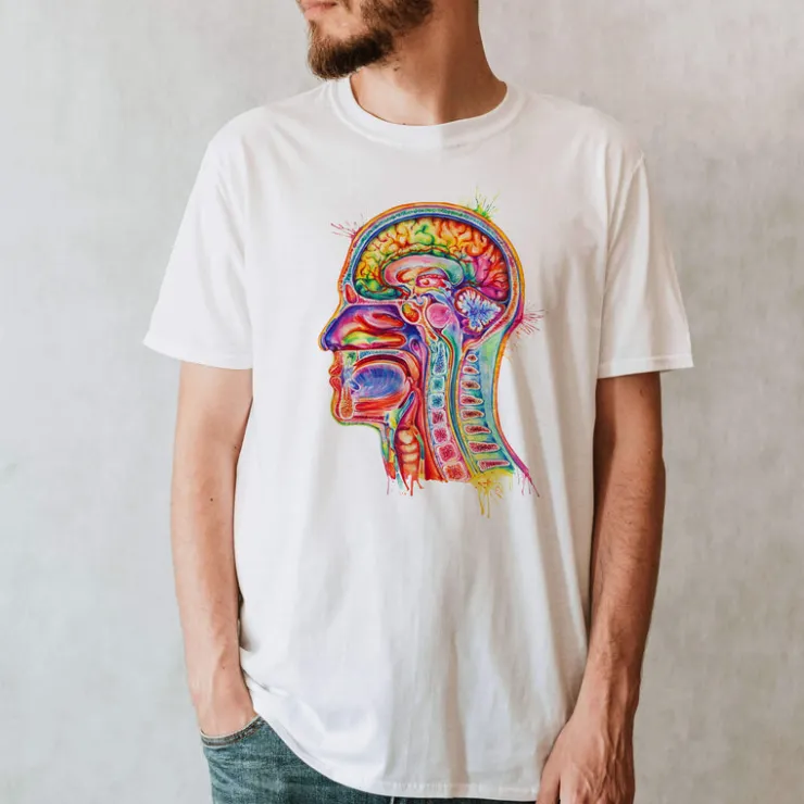 T-shirt Unisexe Section de Tête - Aquarelle-Codex Anatomicus Sale