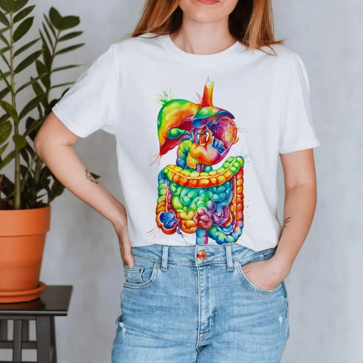 T-shirt Unisexe Système Digestif - Aquarelle-Codex Anatomicus Hot