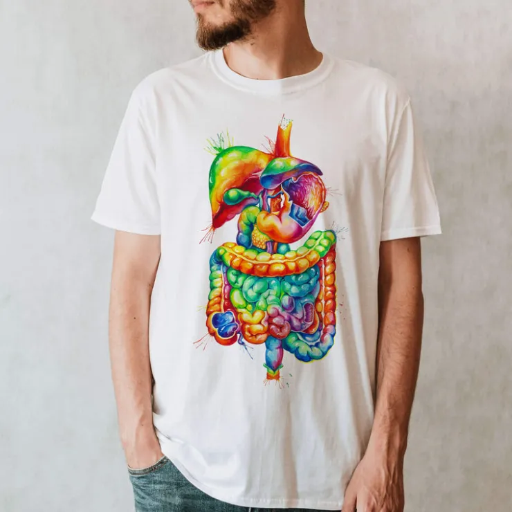 T-shirt Unisexe Système Digestif - Aquarelle-Codex Anatomicus Hot