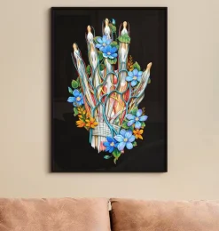 Vaisseaux sanguins de la main - Floral - Noir-Codex Anatomicus Sale