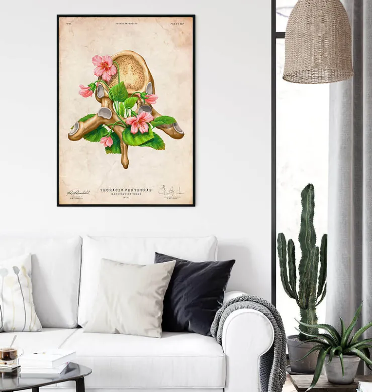 Vertèbre thoracique - Floral - Vintage-Codex Anatomicus Clearance